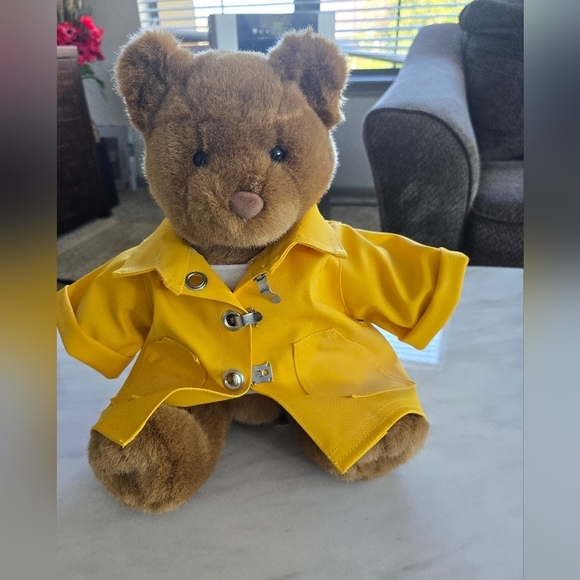Vintage 90s Boyds Build A Bear Workshop Big 13inch Teddy Bear Yellow Raincoat - Picture 3 of 10